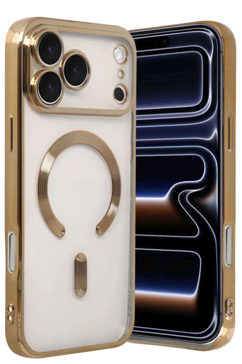 Apple iPhone 17 Pro Max Uyumlu Kross Magneticsafe Kapak - Gold