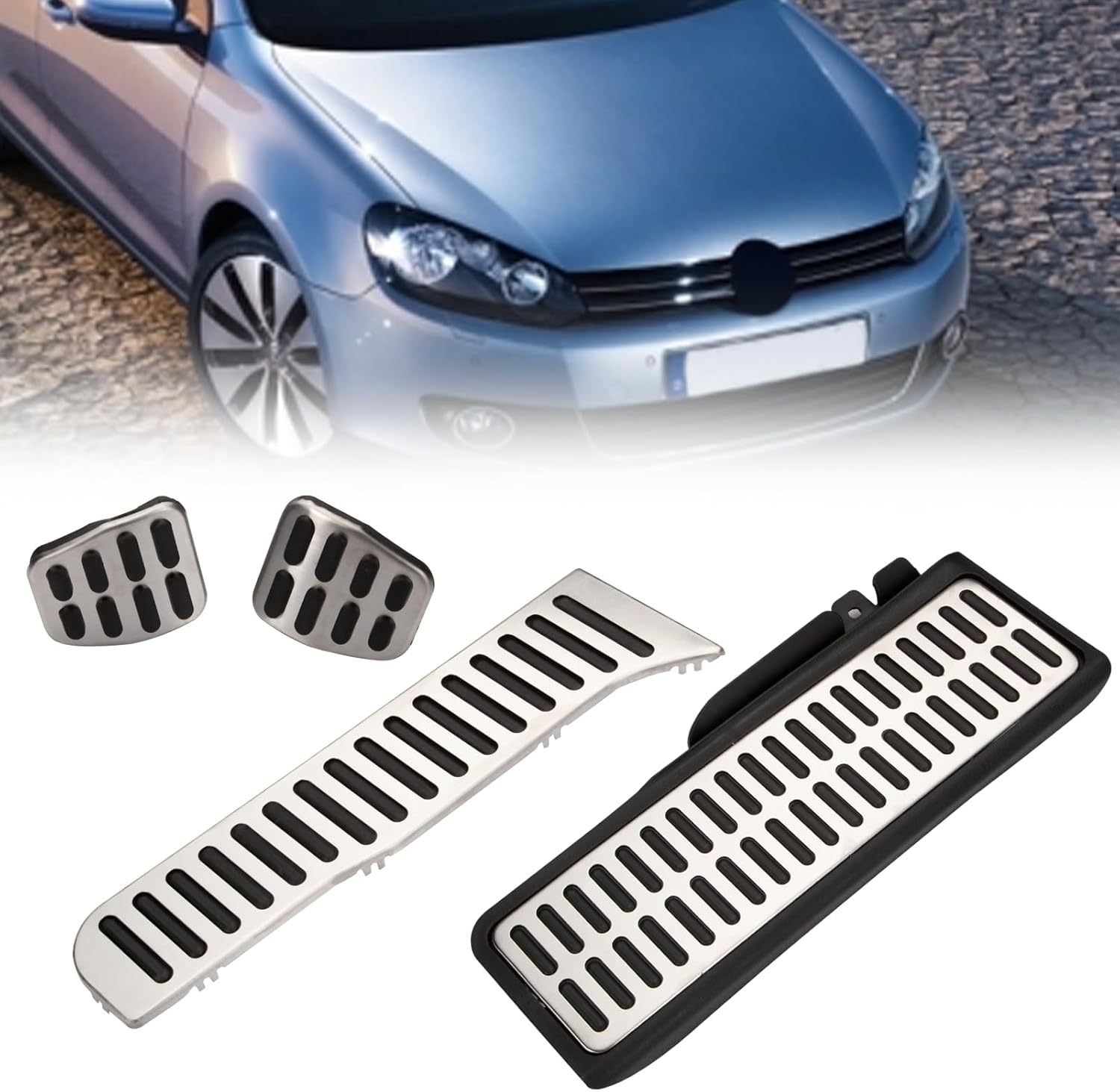 VW Golf 5 6 Jetta Mk5 Mk6 Passat B6 B7 Scirocco Skoda Octavia Uyumlu Geçme Manuel Pedal Seti 4 Parça Siyah Krom