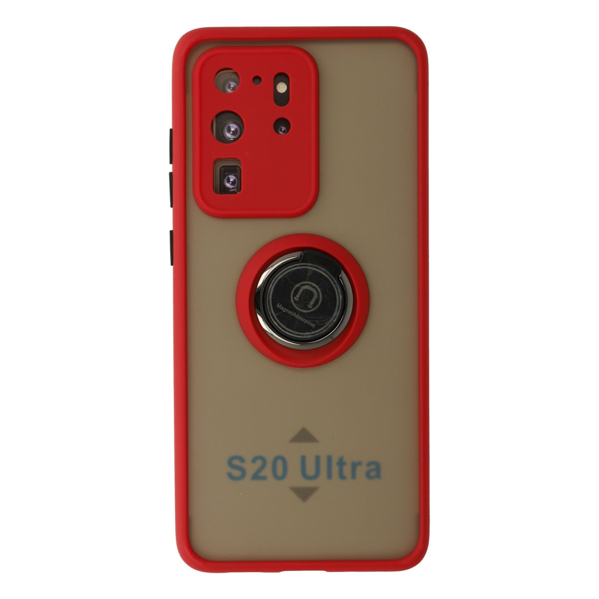 Galaxy S20 Ultra Kılıf Montreal Yüzüklü Silikon Kapak - Kırmızı