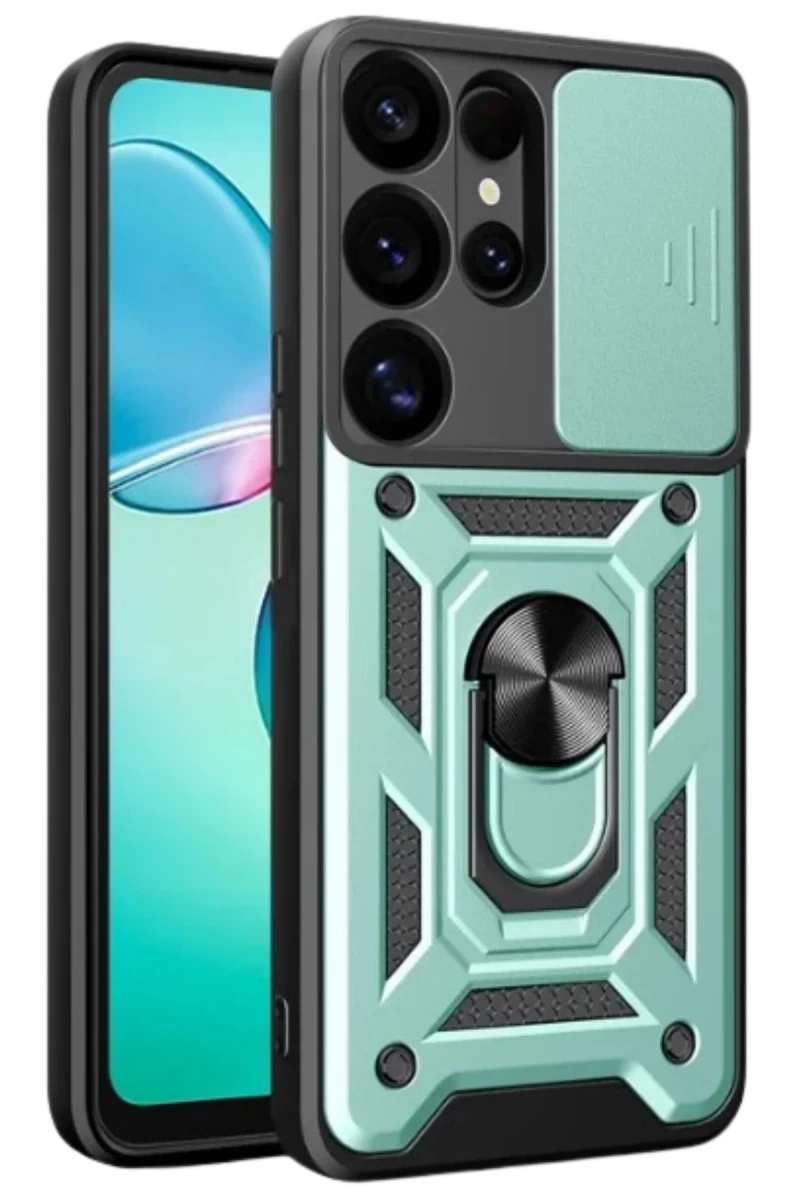 Samsung Galaxy S25 Ultra Uyumlu Kılıf Pars Lens Yüzüklü Silikon - Yeşil
