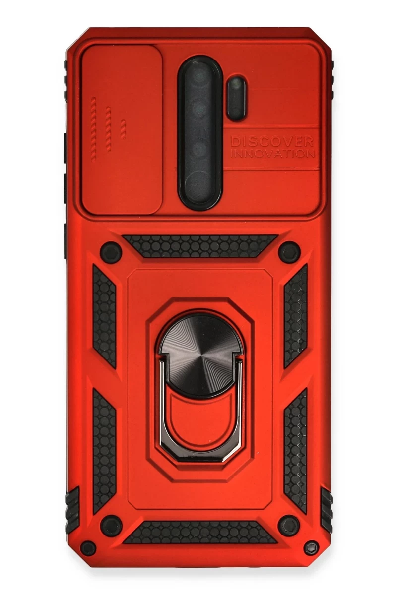 Xiaomi Redmi Note 8 Pro Uyumlu Kılıf Pars Lens Yüzüklü Silikon - Kırmızı