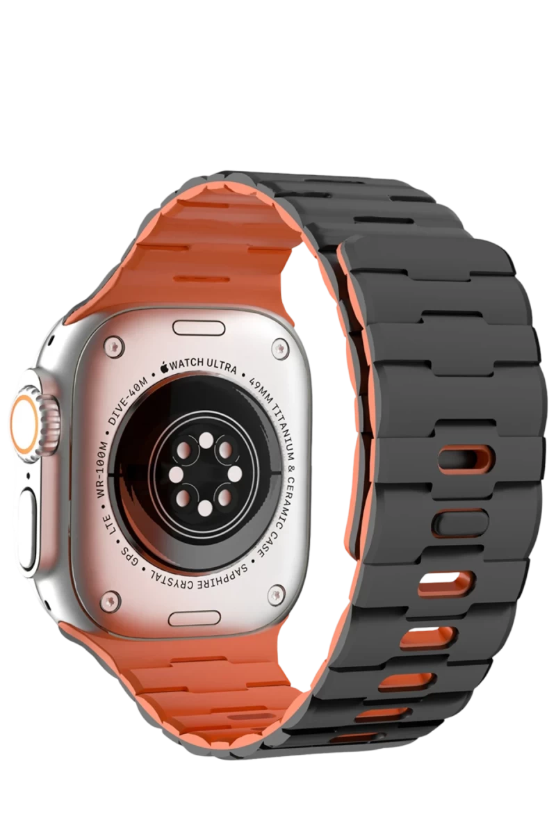 Apple Watch Ultra 49mm Uyumlu Wowen Kordon - Siyah-Turuncu