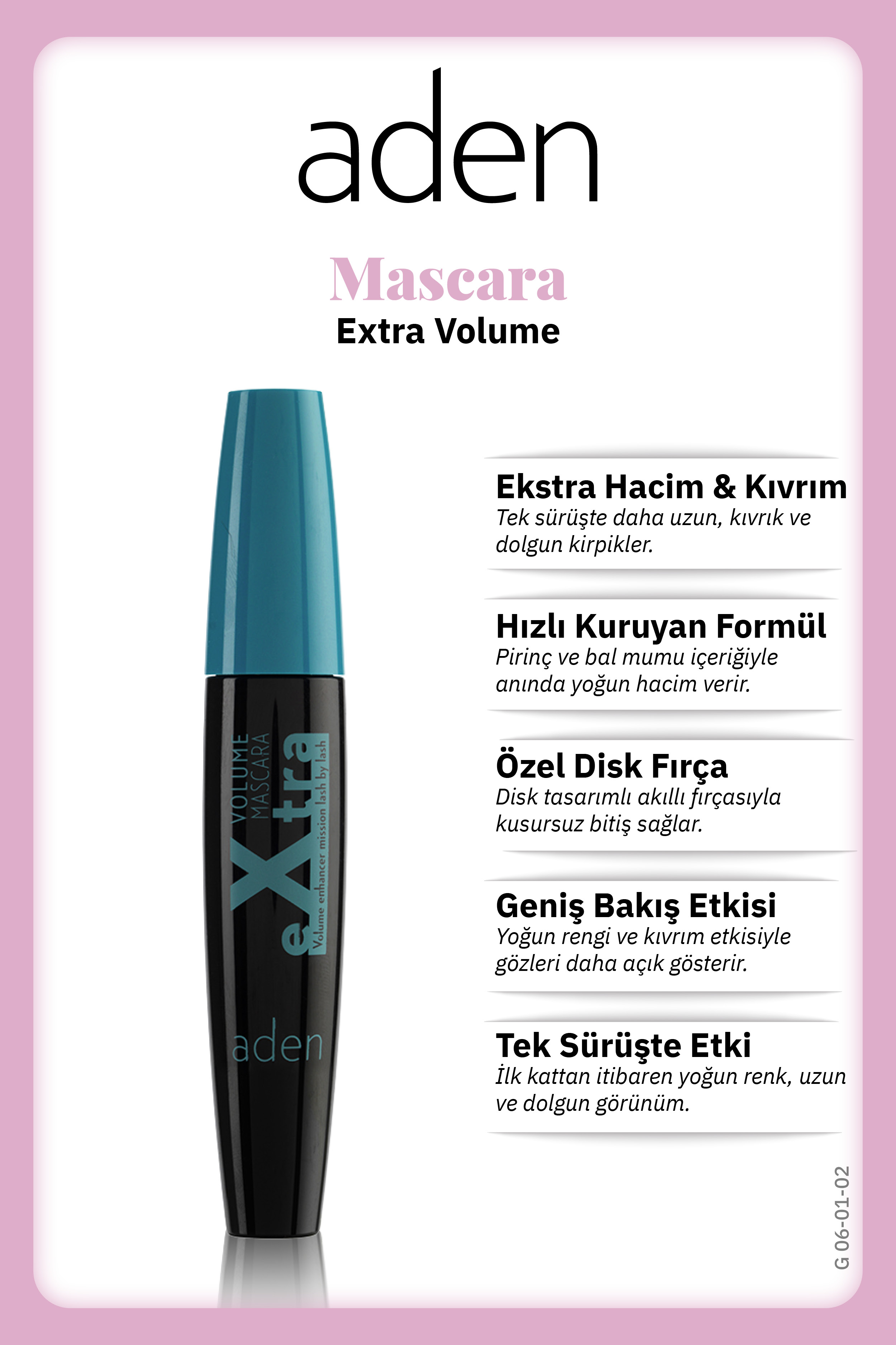 Aden Extra Volume Mascara - Hacim ve Uzatma Etkili Maskara
