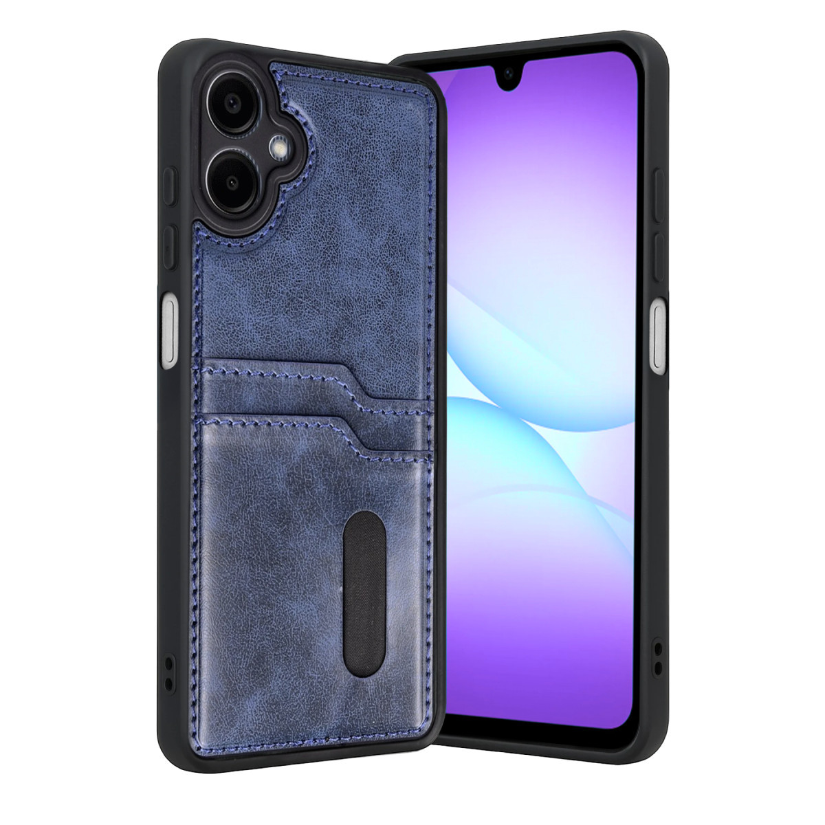 Galaxy A07 4G Sara Kartvizitli Deri Kılıf - Lacivert