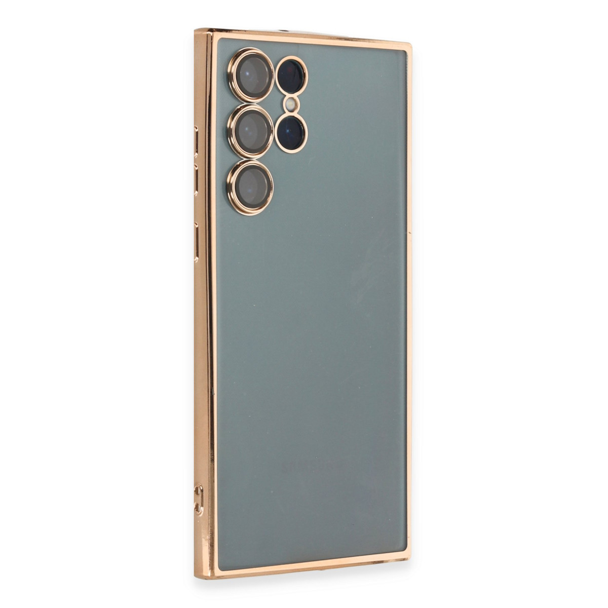 Galaxy S22 Ultra Kılıf Razer Lensli Silikon - Gold