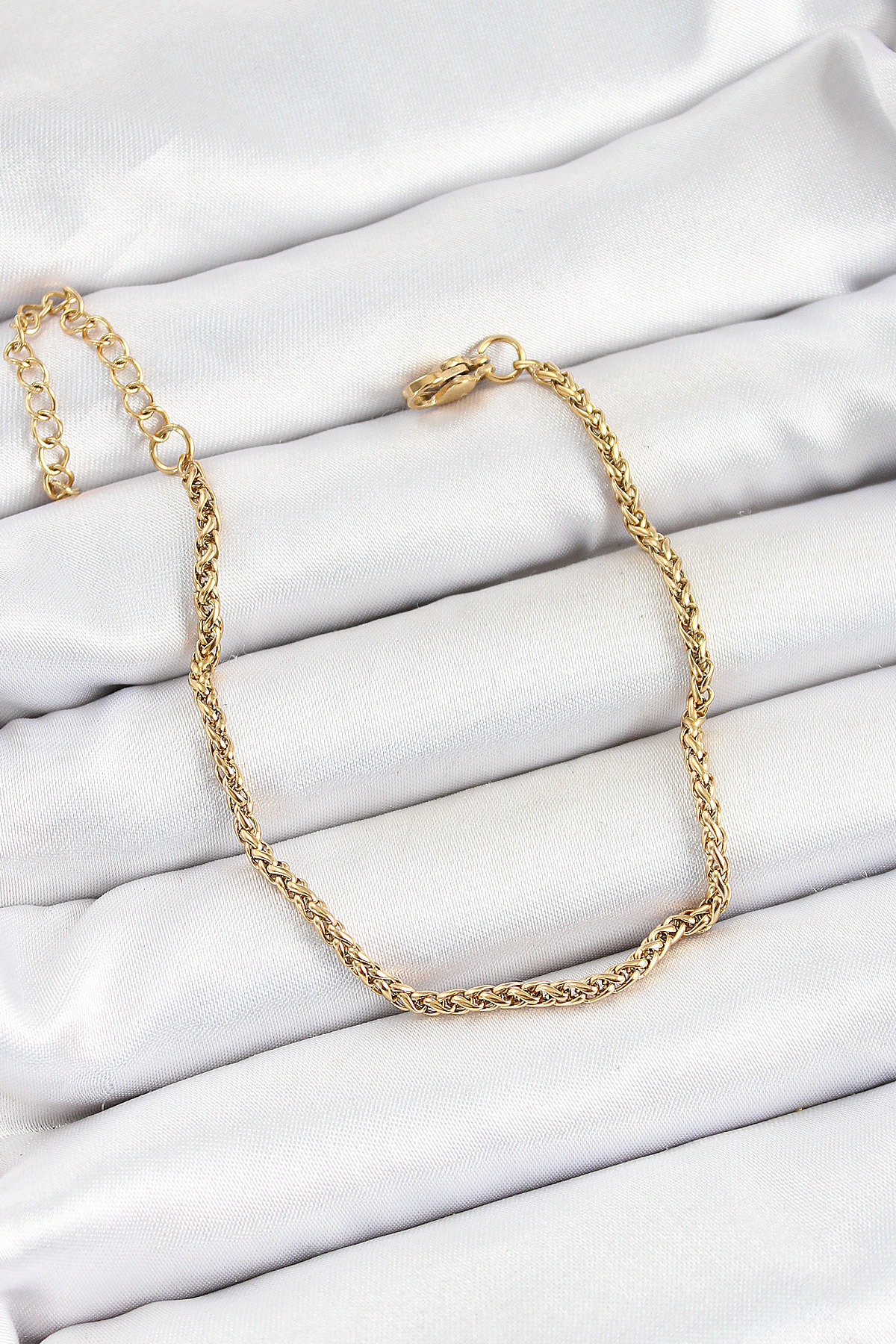 316L Çelik Gold Renk Örgü Burgu Zincir Erkek Bileklik