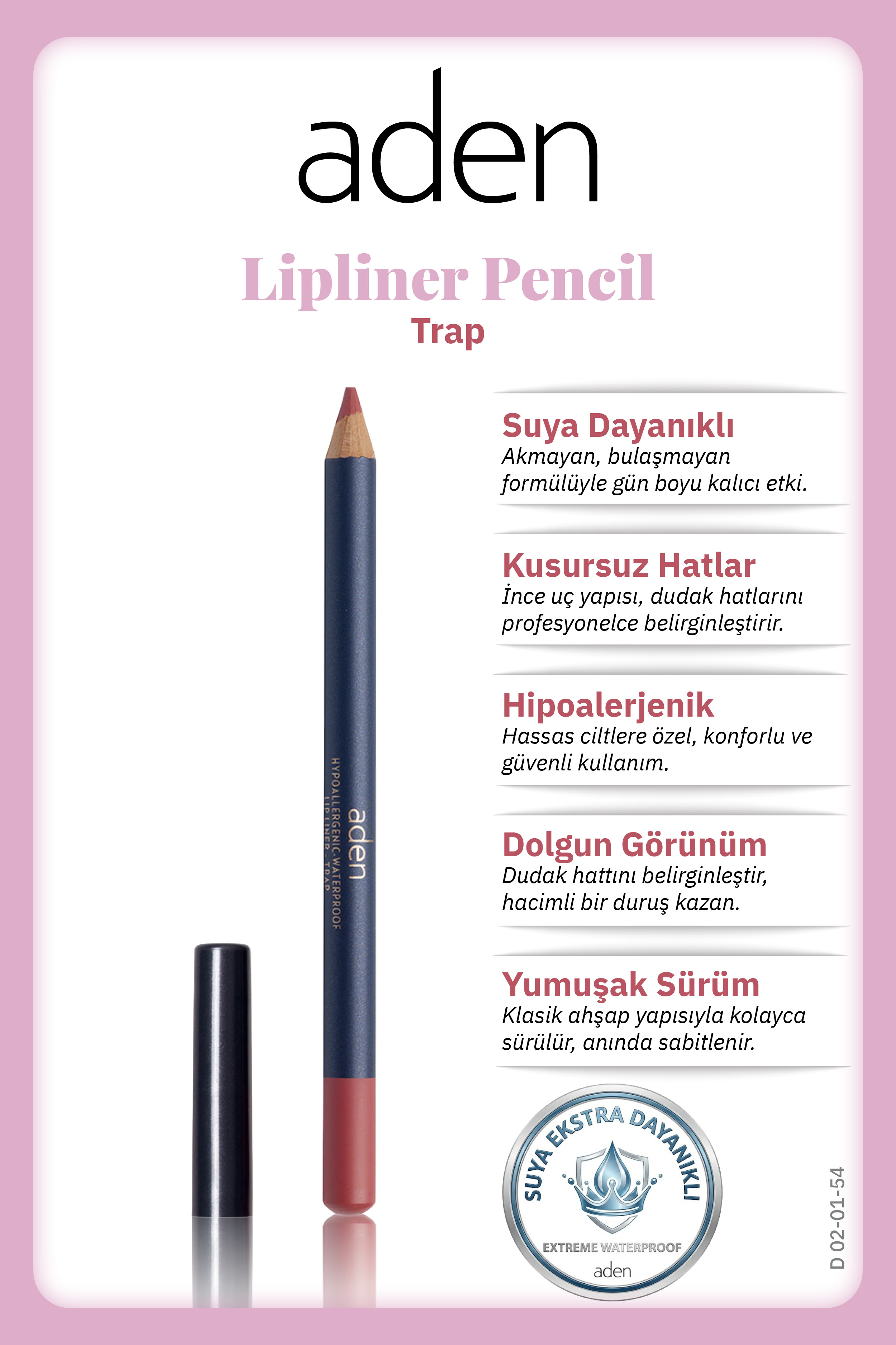 Aden Lipliner Pencil - Dudak Kalemi 54 Trap(Orkide Pembesi)