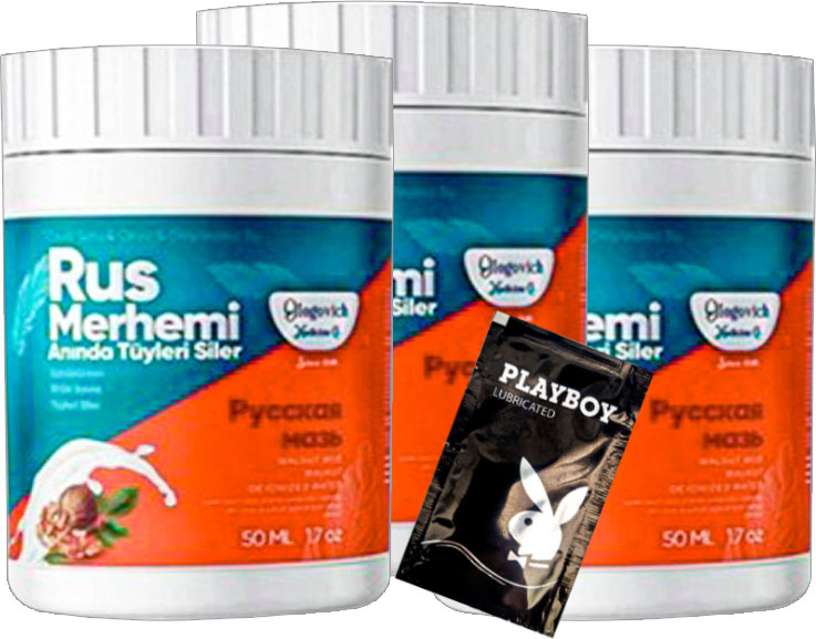 Playboy Turquoise 3 Adet Ceviz & Ceviz Sütü Rus Merhemi 50 ml Tüy Dökücü Krem + 1 Armağan Jel