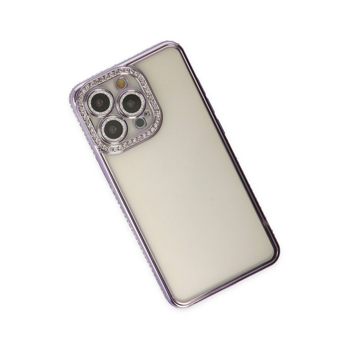 iPhone 14 Pro Kılıf Joke Taşlı Silikon - Mor — görsel 3