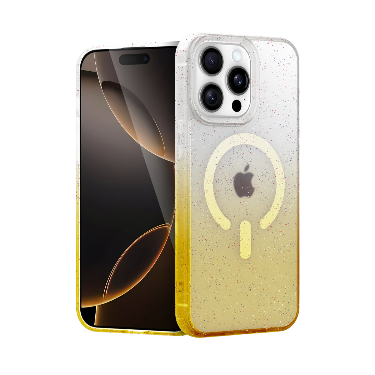 iPhone 15 Pro Pummel Shiny Magsafe Kapak - Gold