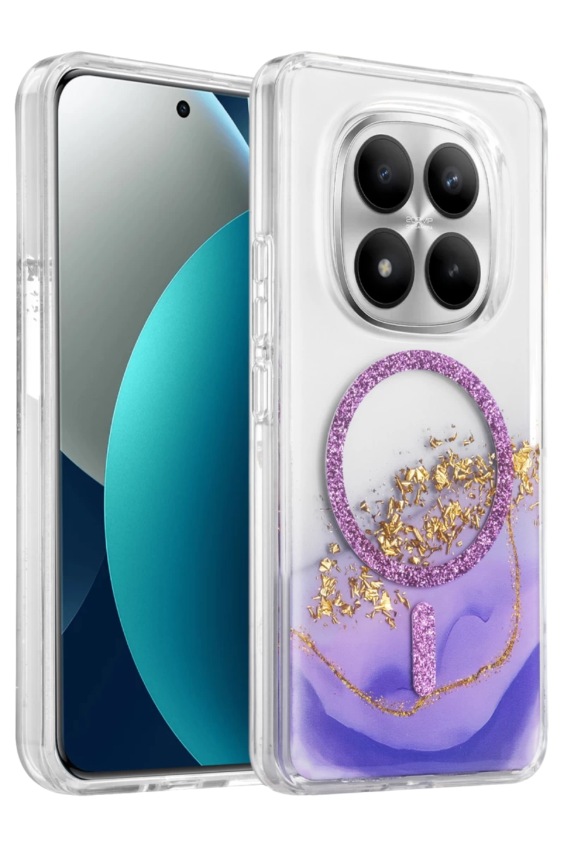 Onegif Xiaomi Redmi Note 15 Pro 4G Uyumlu Lotus Simli Magsafe Kapak - Mor