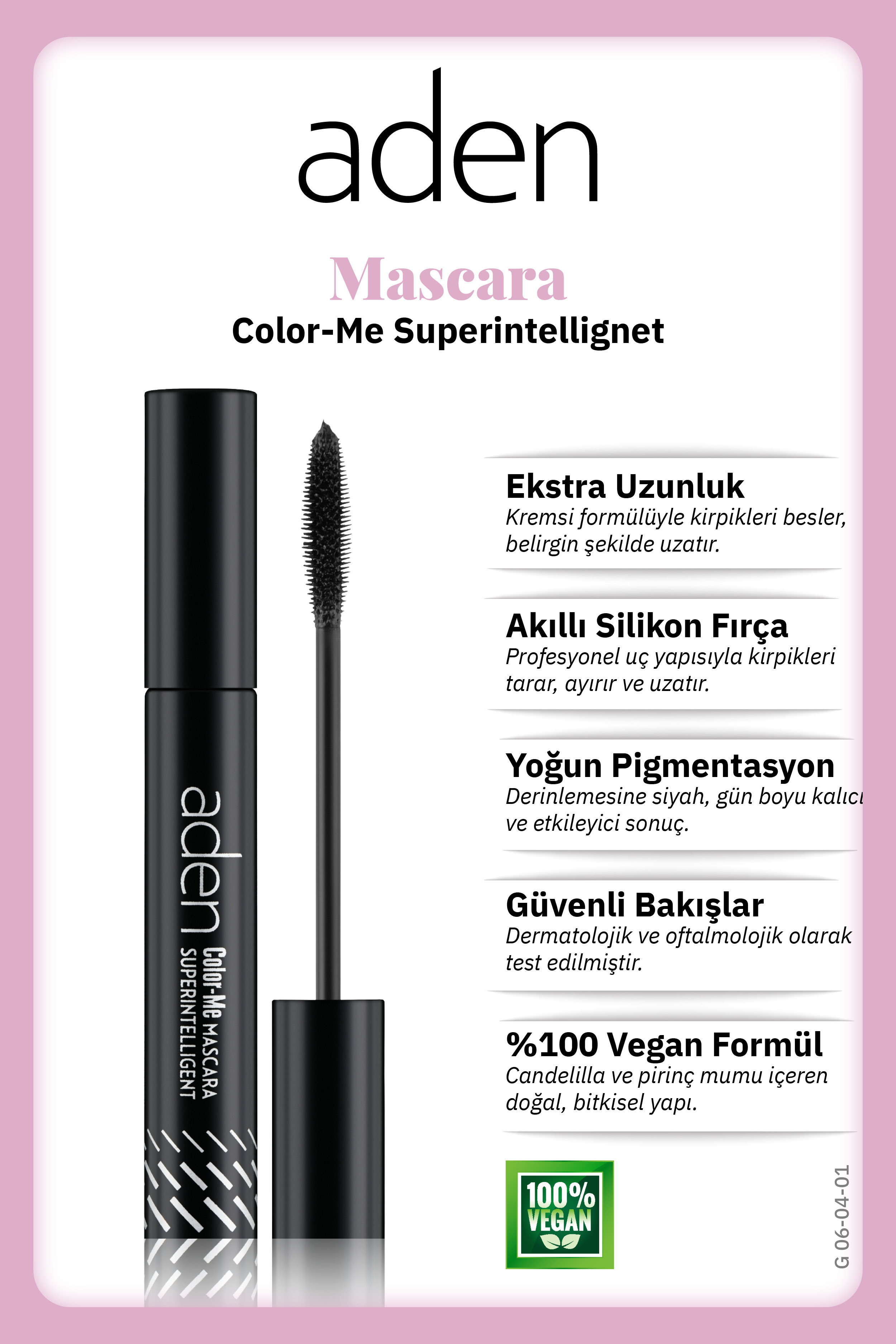 Aden Superintelligent Mascara - Ekstra Uzunluk Ektili Slikon Fırçalı Maskara