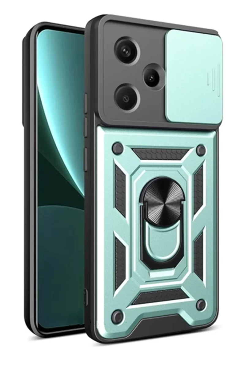 Xiaomi Redmi Note 13 Pro Plus Uyumlu Kılıf Pars Lens Yüzüklü Silikon - Yeşil
