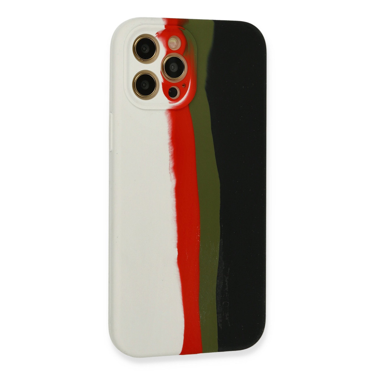iPhone 12 Pro Max Kılıf Ebruli Lansman Silikon - Beyaz-Siyah — görsel 3