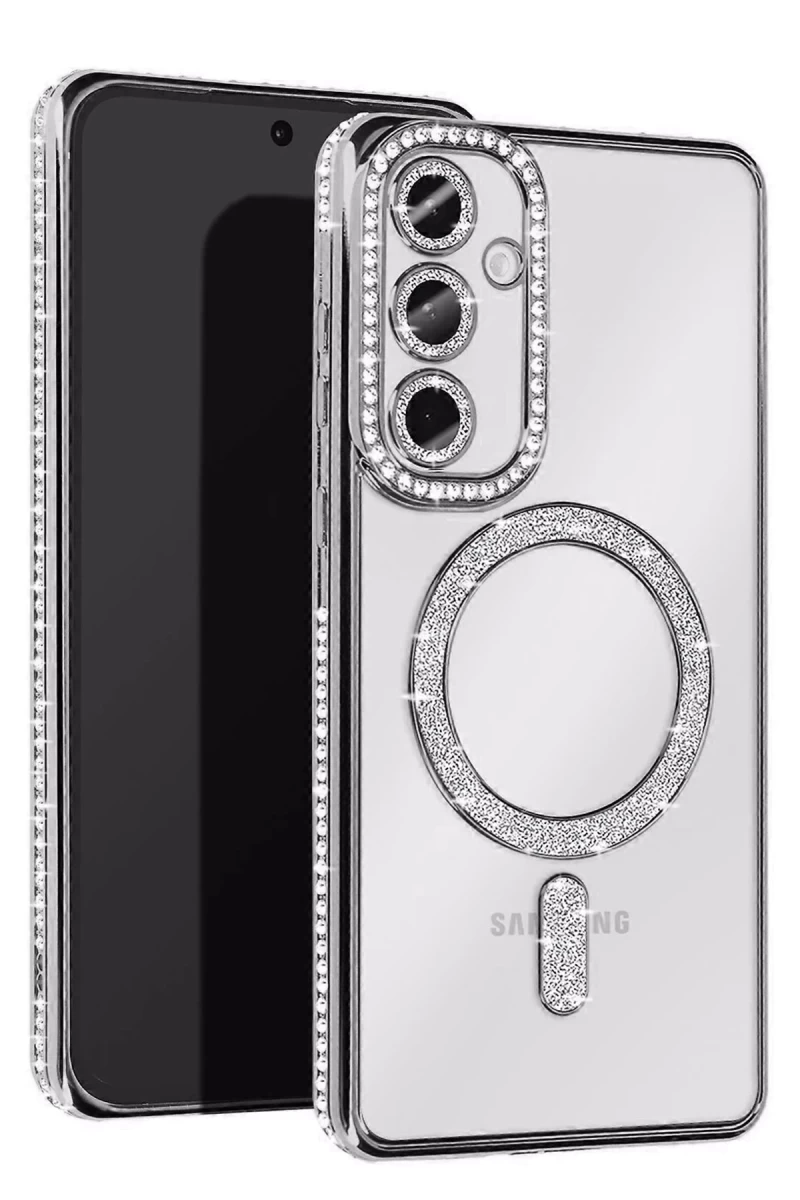 Samsung Galaxy A16 5G Uyumlu Joke Simli Magneticsafe Kılıf - Gümüş