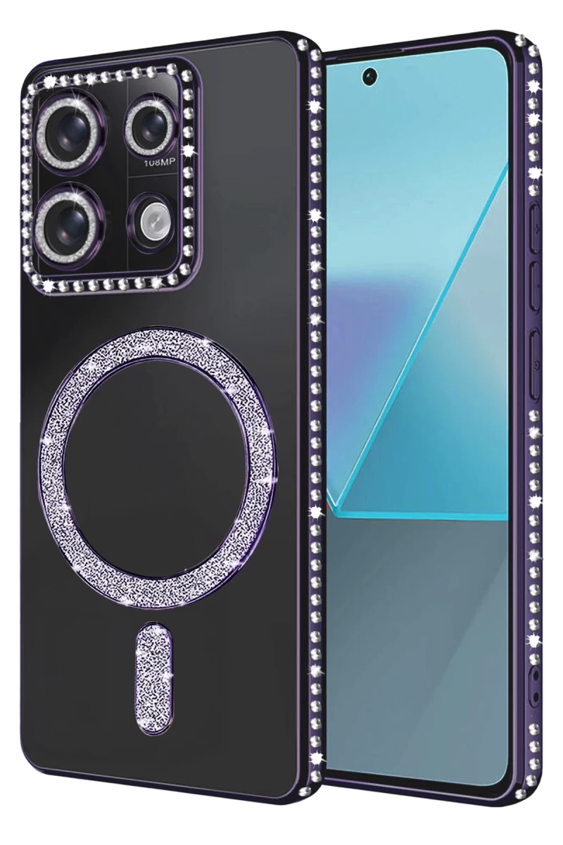 Xiaomi Redmi Note 13 Pro 4G Uyumlu Joke Simli Magneticsafe Kılıf - Derin Mor