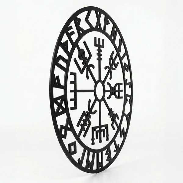 Viking Pusulası Vegvisir Duvar Tablosu MDF Lazer Kesim Nordik Duvar Süsü Modern Dekor