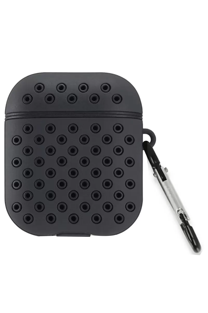 Airpods 2 (2.nesil) Spor Delikli Kılıf - Siyah-Siyah