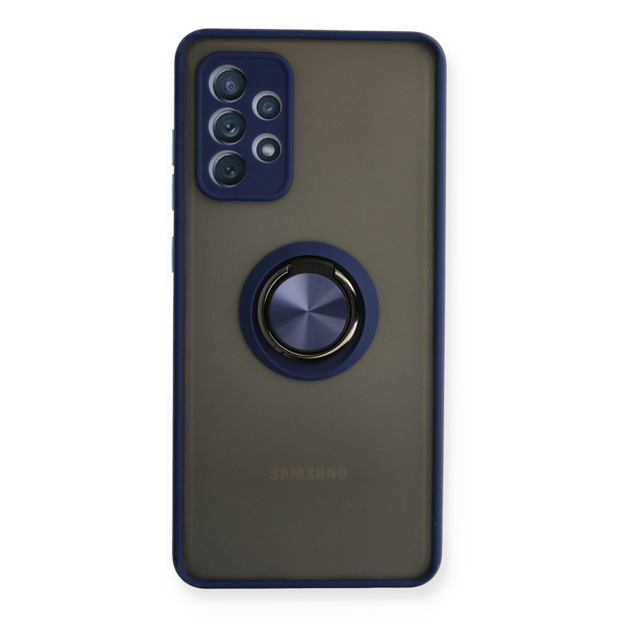 Galaxy A72 Kılıf Montreal Yüzüklü Silikon Kapak - Lacivert