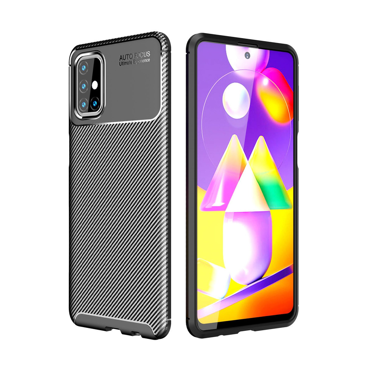 Galaxy M31S Kılıf Auto Focus Karbon Kapak - Siyah