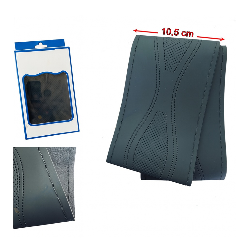 Lüx Desenli Deri Dikme Direksiyon Kılıfı 38-40cm Siyah OND364