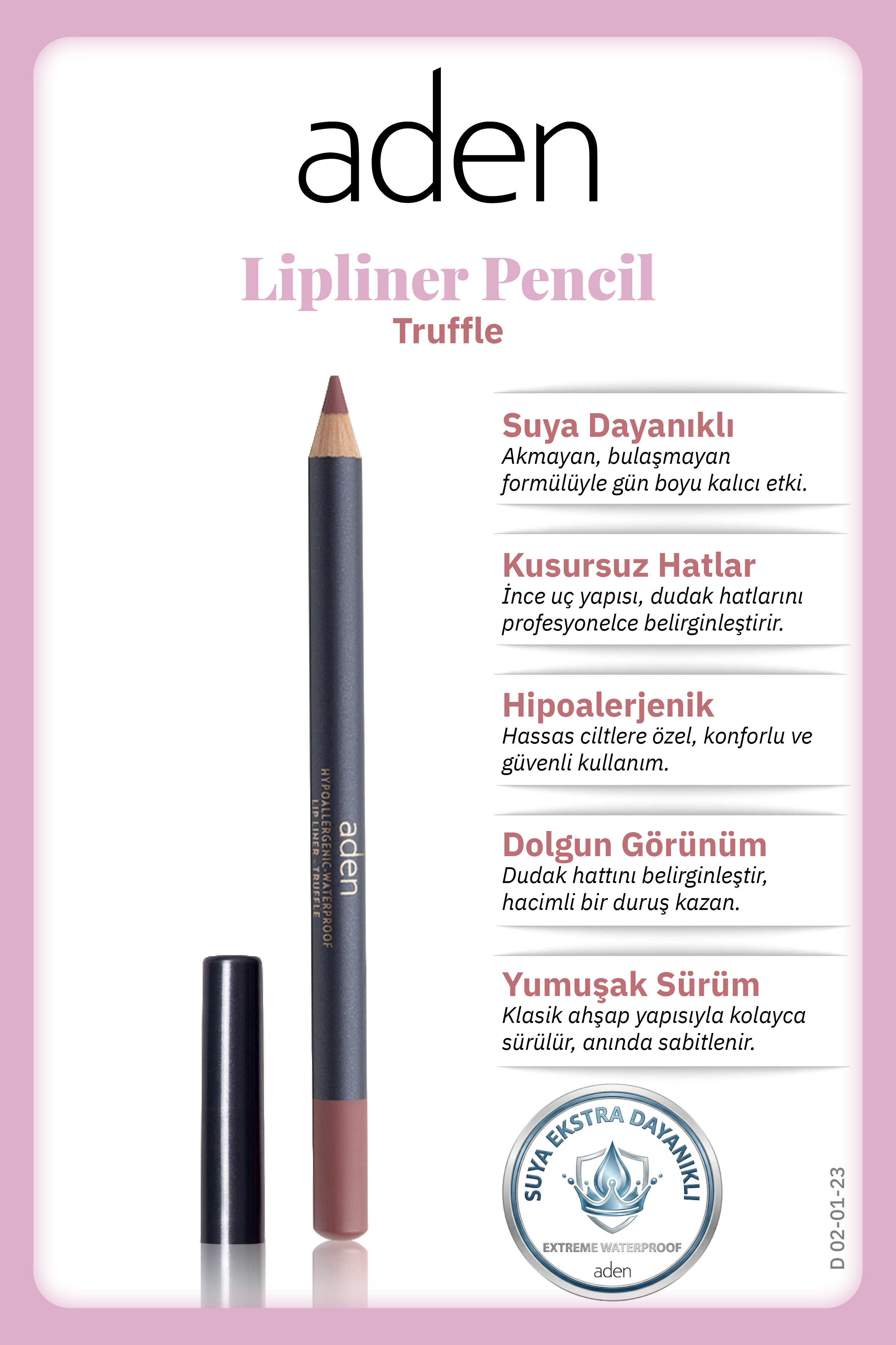 Aden Lipliner Pencil - Dudak Kalemi 23 Truffle(Sütlü Kahve)