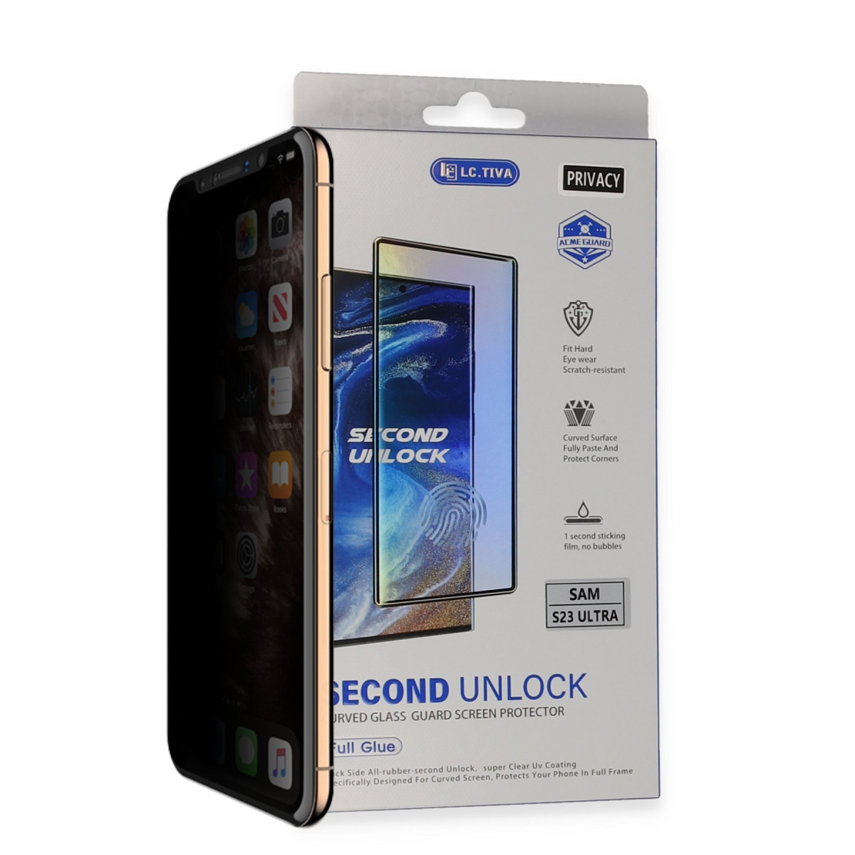 Galaxy S23 Ultra Durable Full Glue Curved Hayalet Cam