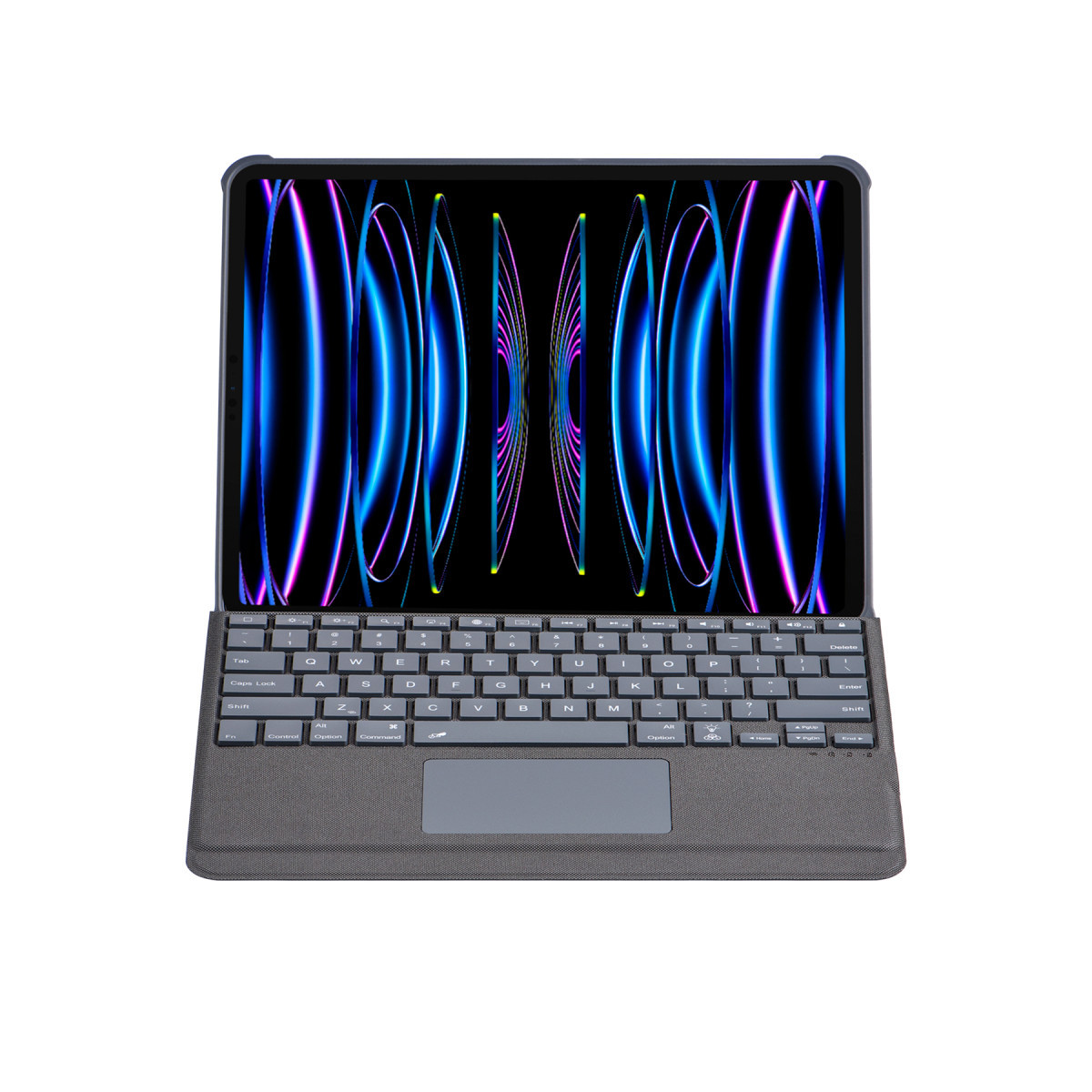 T5509D iPad Pro 12.9 (2022) Kılıf Palermo Ledli Klavyeli Standlı Tablet Kılıfı - Siyah