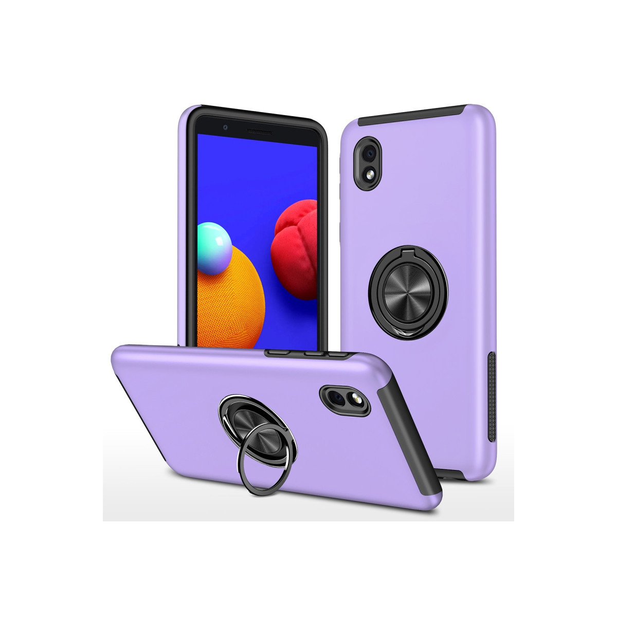 Galaxy A01 Core Kılıf Elit Yüzüklü Kapak - Mor