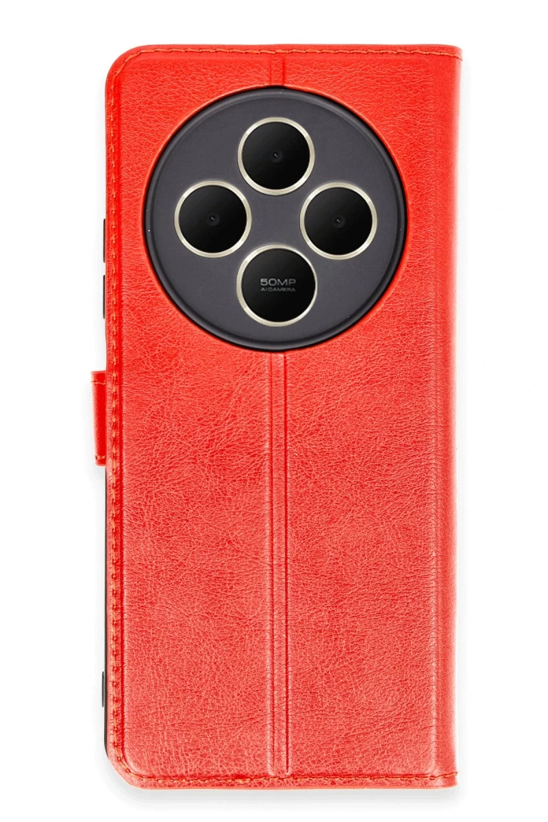Xiaomi Redmi 14C Uyumlu Kılıf Trend S Plus Kapaklı Kılıf - Kırmızı