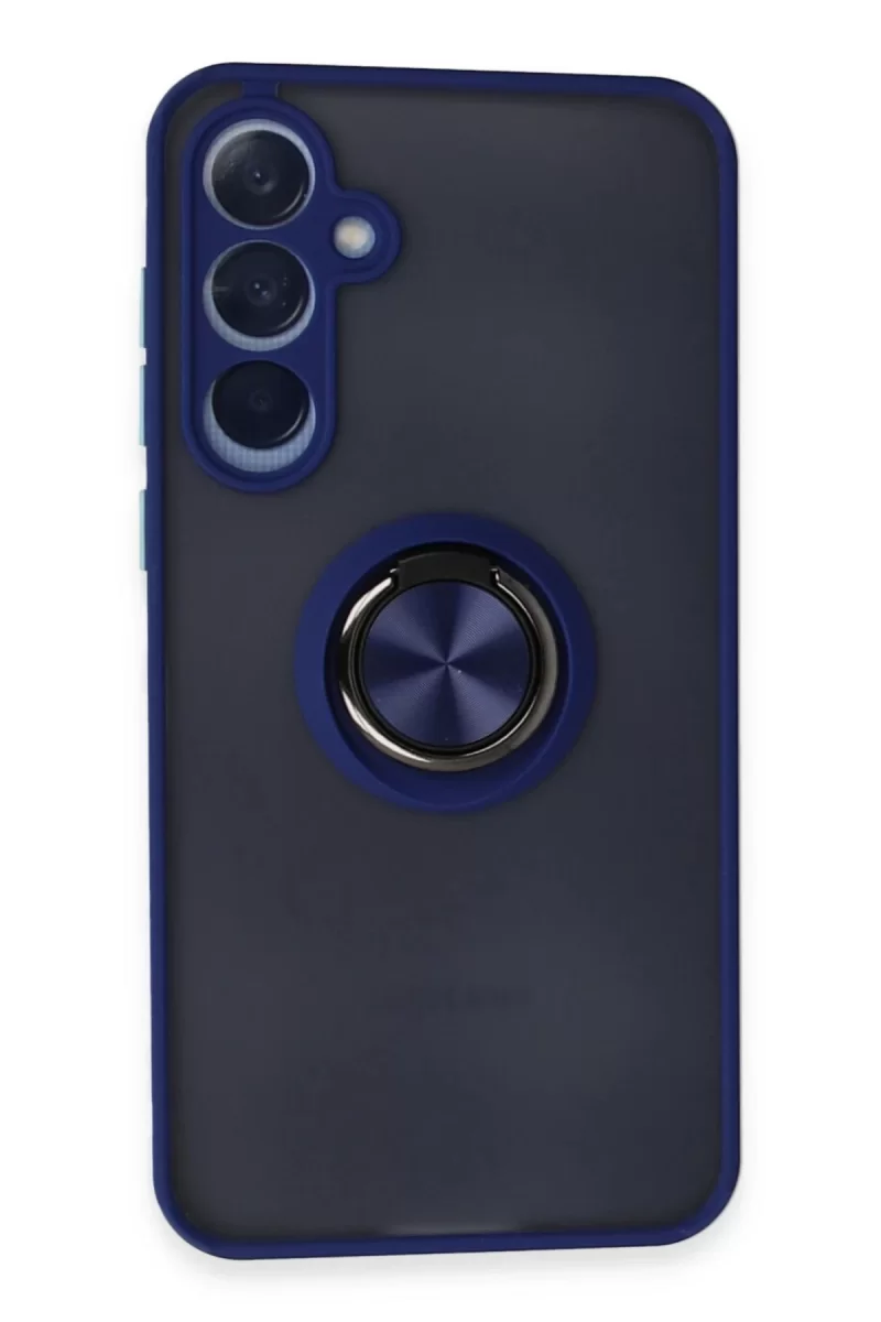 Samsung Galaxy A35 5G Uyumlu Kılıf Montreal Yüzüklü Silikon Kapak - Lacivert