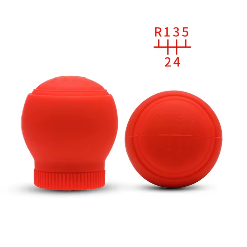 5 İleri Silikon Vites Topuzu Kılıfı Yuvarlak Kırmızı