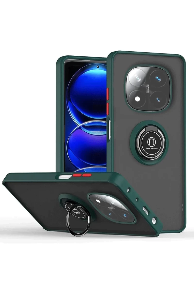 Xiaomi Redmi Note 14 Pro Plus Uyumlu Kılıf Montreal Yüzüklü Silikon Kapak - Yeşil