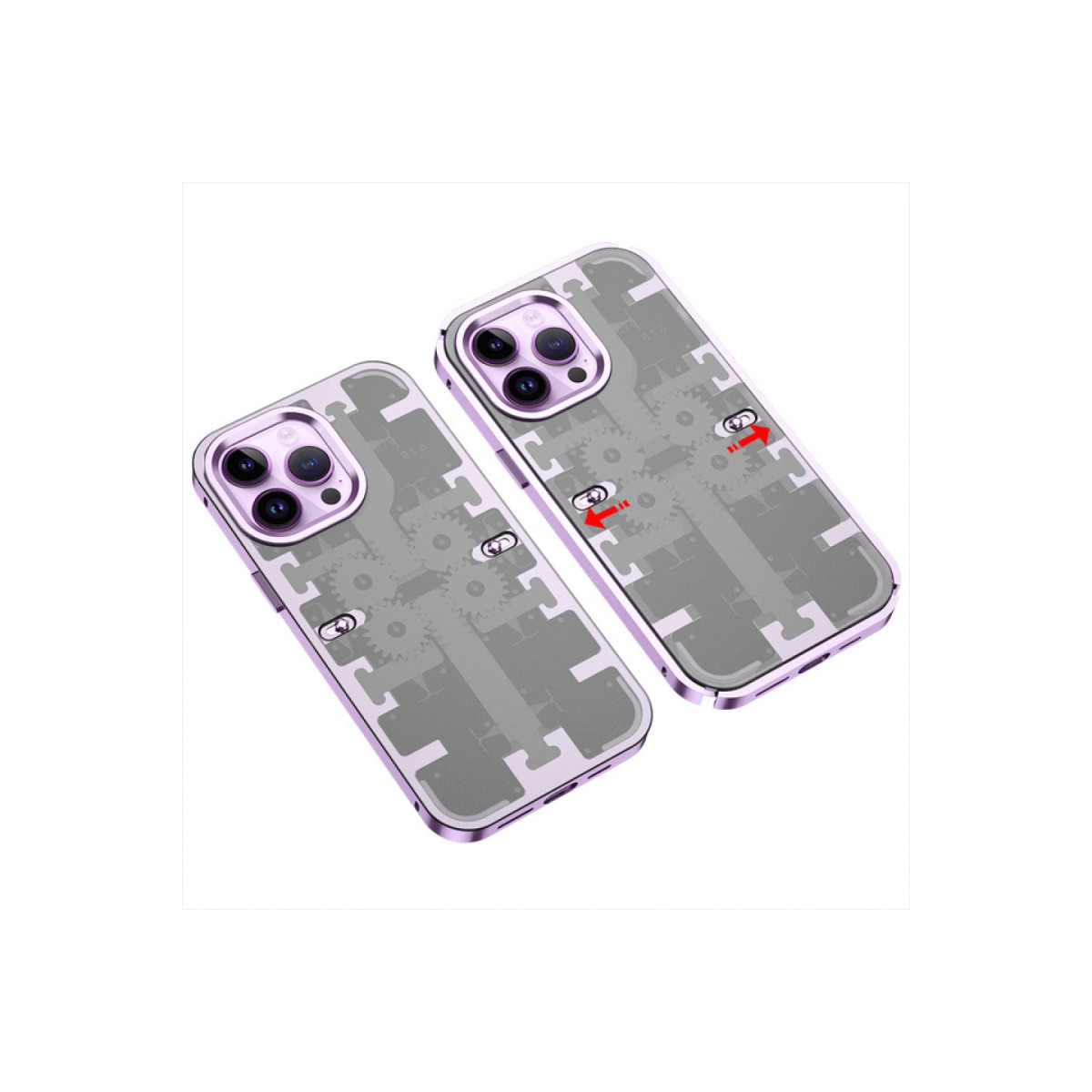 iPhone 14 Pro Kılıf Mekanik Bumper Kapak - Derin Mor
