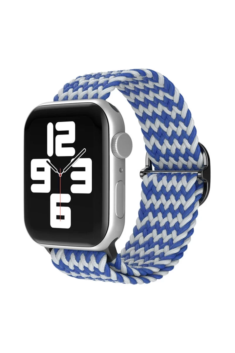 Apple Watch 38mm Uyumlu Star Kordon - Zigzag Beyaz-Mavi