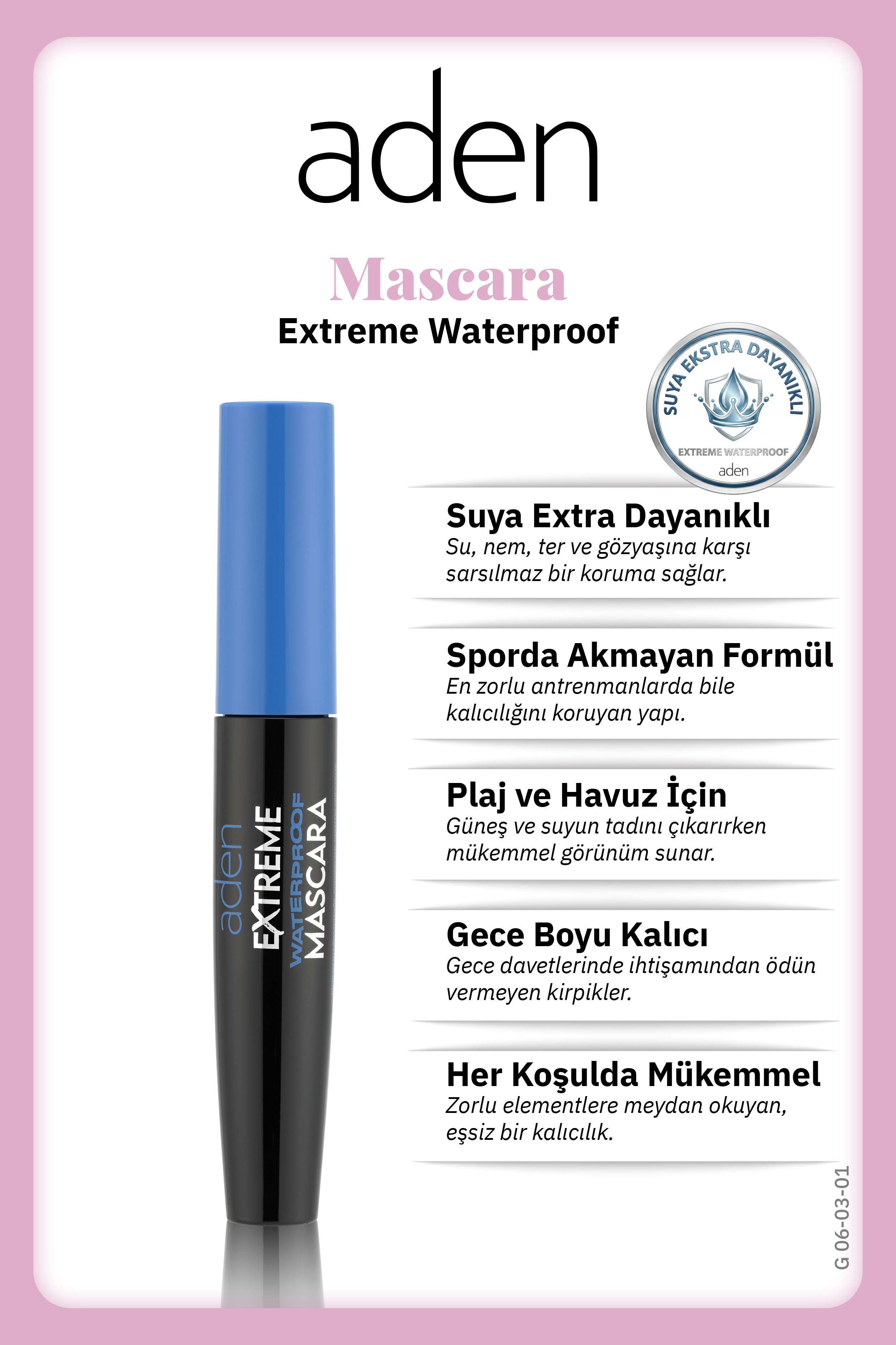 Aden Extreme Waterproof Mascara - Suya Dayanıklı Hacim Etkili Maskara