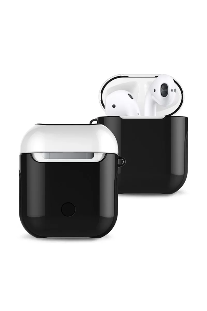 Airpods 2 (2.nesil) 3in1 Kılıf - Siyah-Beyaz