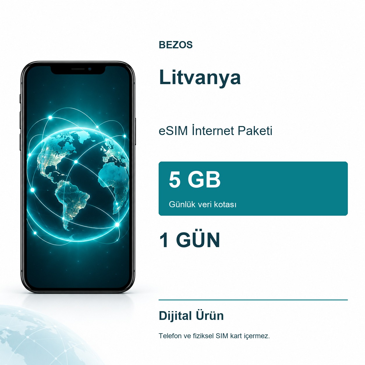 Litvanya eSIM İnternet Paketi Günlük 5 GB 1 Gün