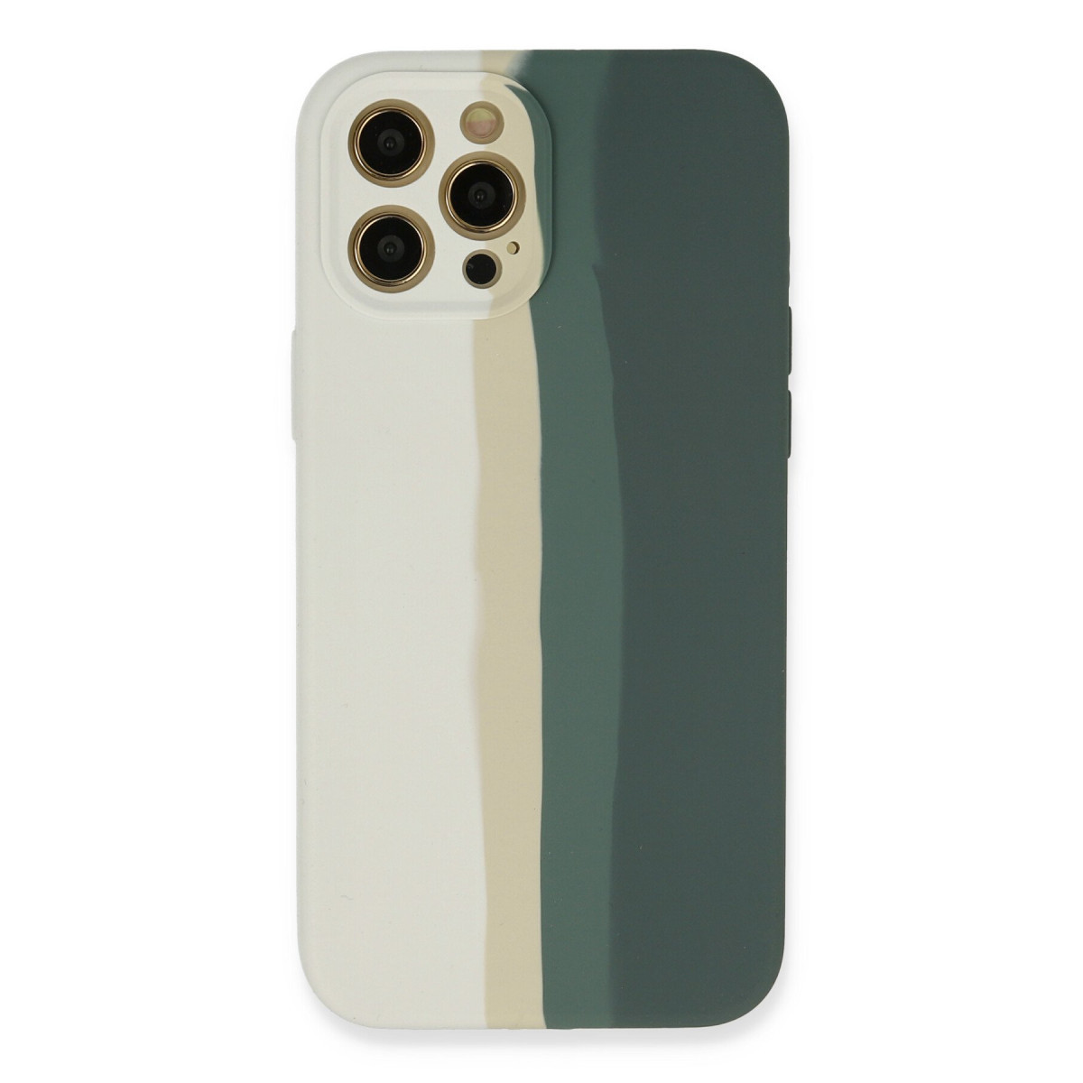 iPhone 12 Pro Kılıf Ebruli Lansman Silikon - Beyaz-Gri