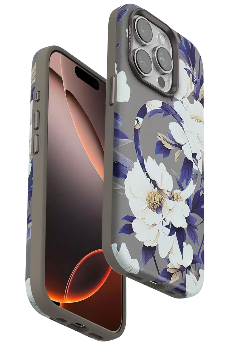 iPhone 14 Pro Max Flower Series Magsafe Kapak - Gri
