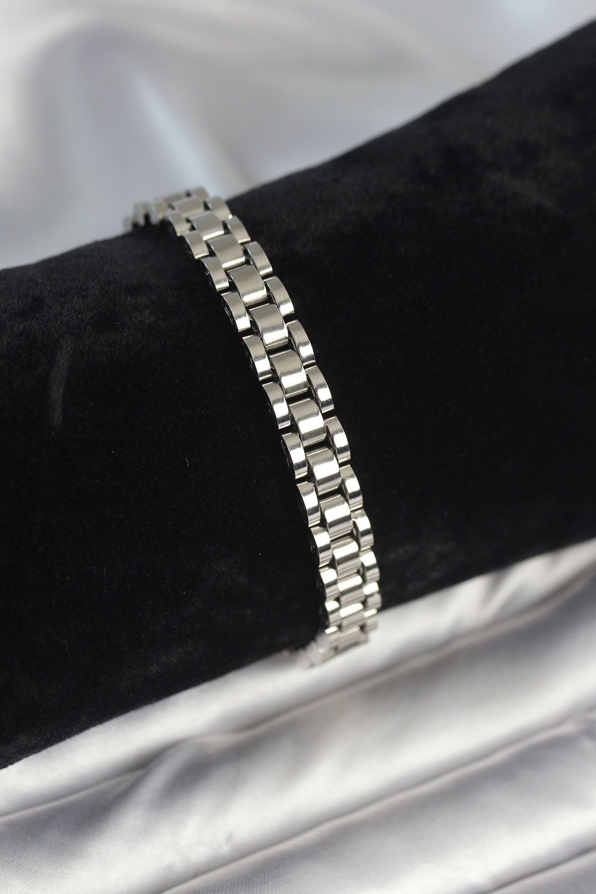 316L Çelik Gümüş Renk 7 mm Kalınlık Erkek Bileklik