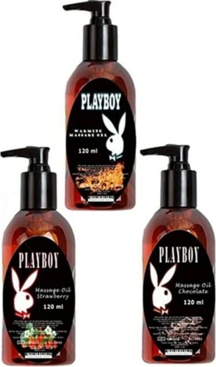 Süper Playboy 3 Adet Playboy Çilek Aromalı Kokulu ve Isıtıcılı Lı Vücut Masaj Yağı