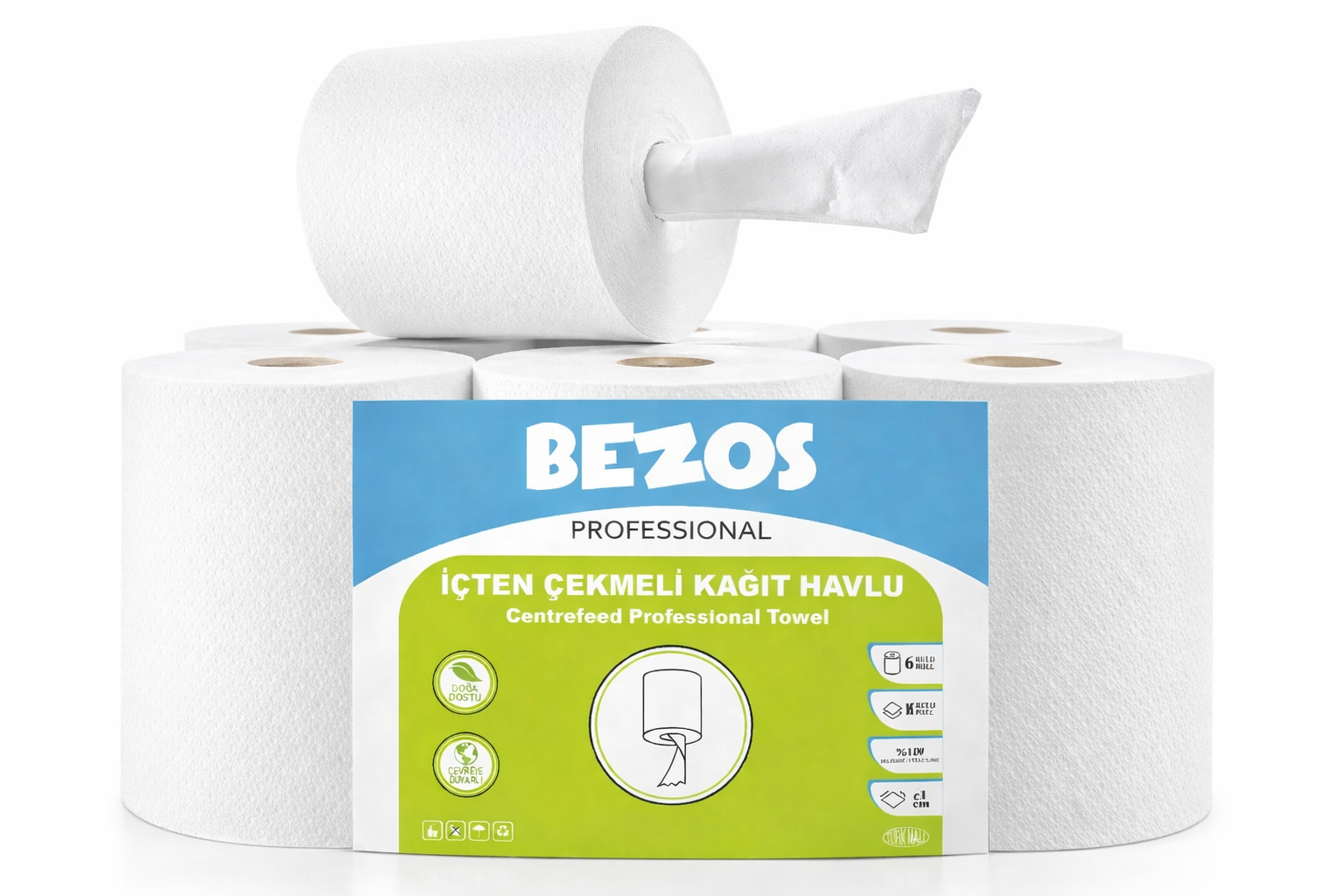 Bezos Professional İçten Çekmeli Kağıt Havlu 6’lı Koli | Endüstriyel &amp; Yoğun Kullanım
