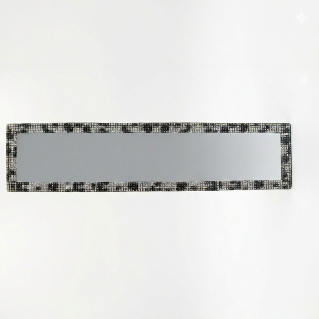 Kristal Taşlı İç Dikiz Aynası Tırnaklı Ayna 29,5x7cm Leopar Desenli