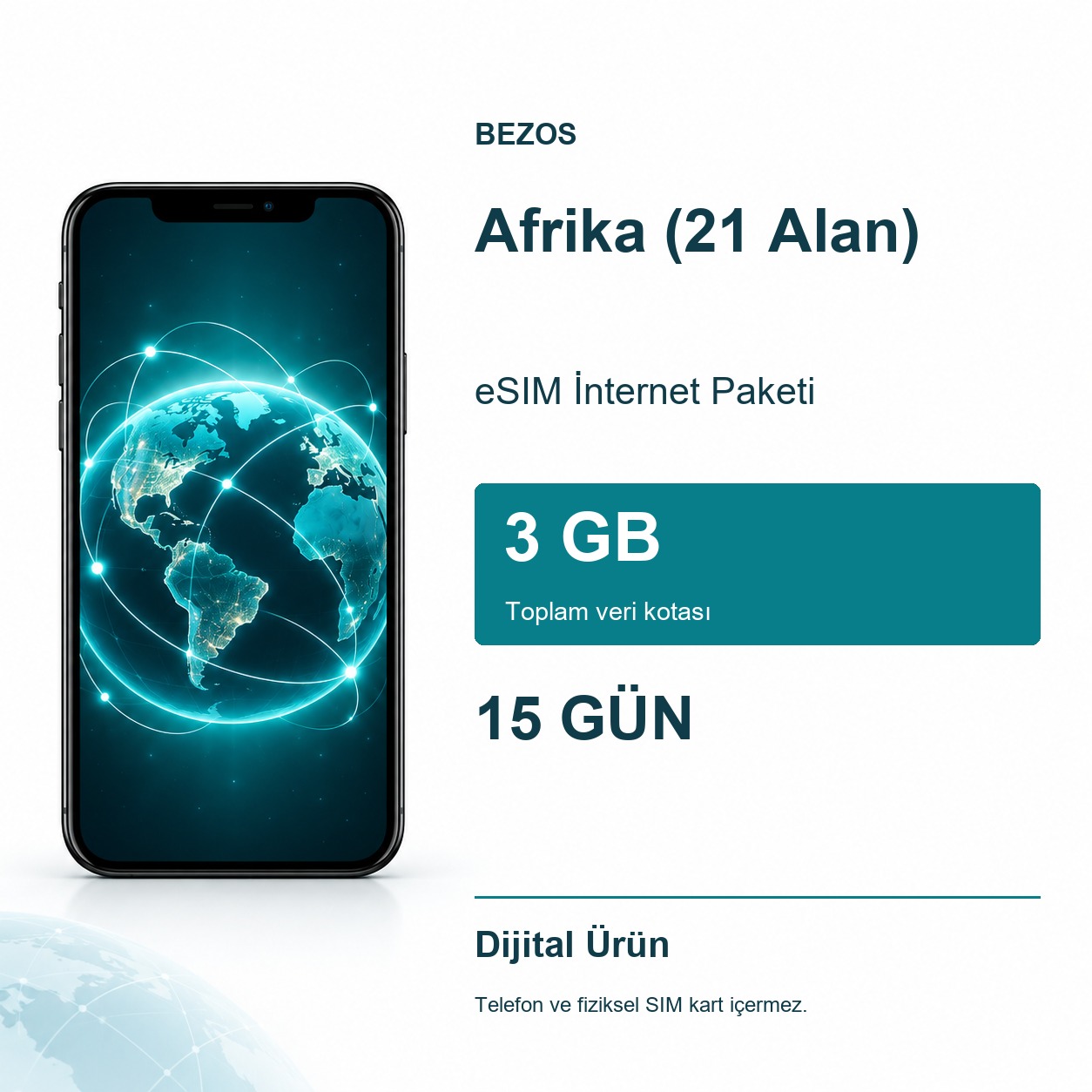 Afrika (21 Alan) eSIM İnternet Paketi 3 GB 15 Gün