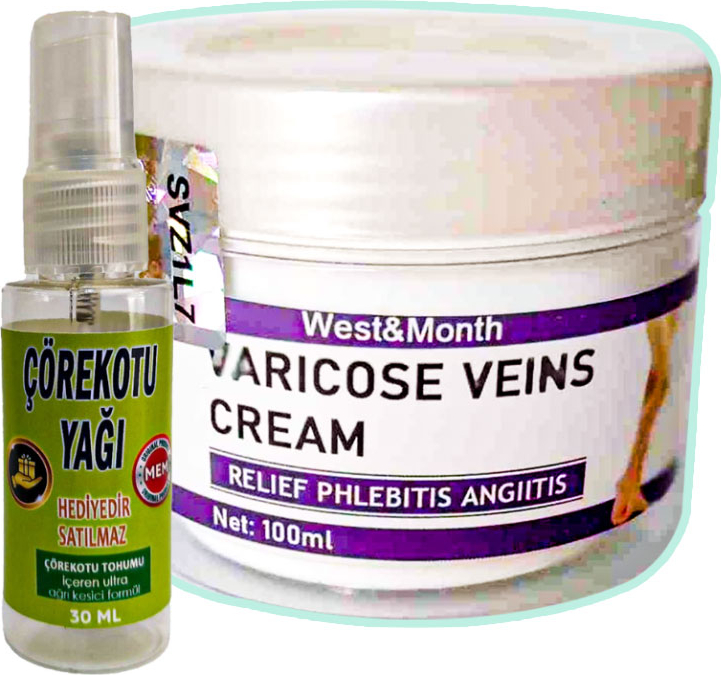 Varicose Veins Cream Bakımı West&month 100 ml Var.is Krem + Heidye 30 ml Çörek Otu  Agri Yağı RVER:008