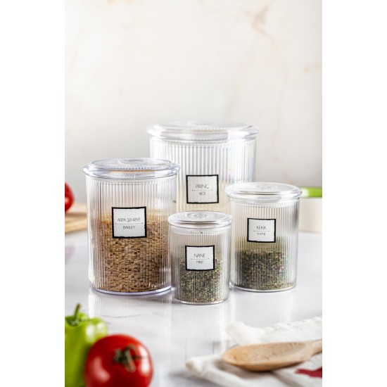 24'lü Barok Yuvarlak 4 Boy Kavanoz Seti & Saklama Kabı & Erzak Kabı (6*2000 ML, 6*1000 ML, 6*500 ML, 6*250 ML)