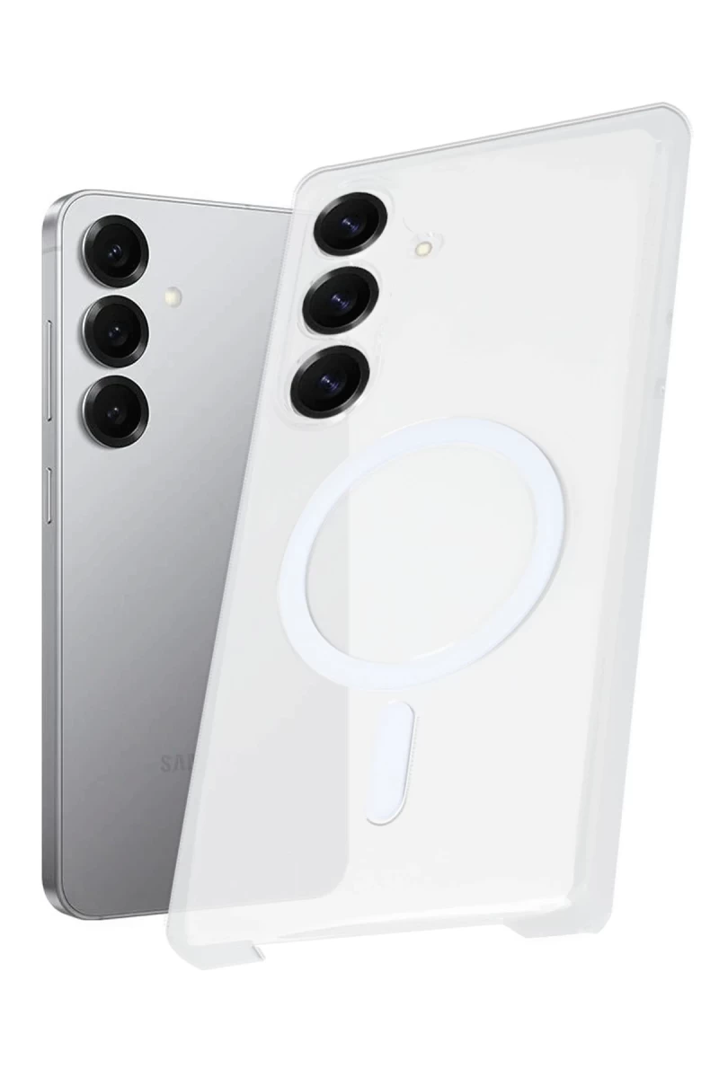 Samsung Galaxy S25 Plus Uyumlu Kılıf PC Zara Magsafe Şeffaf Kılıf - Şeffaf