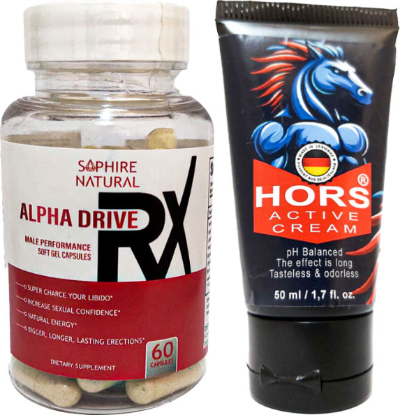 Alpha Drive Rx Erkeklere 60 Lı Soft Jel Formunda Özel Karışım + Hors Active Cream 50 ml Erkek Katılaştırıcı Krem