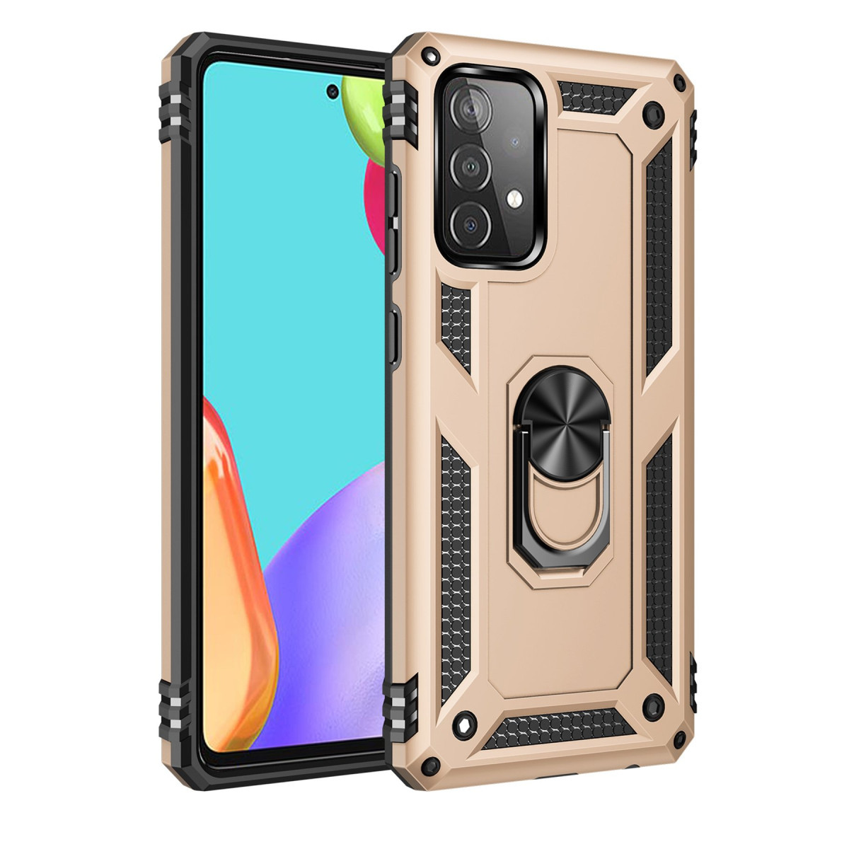 Galaxy A33 5G Kılıf Sofya Yüzüklü Silikon Kapak - Gold